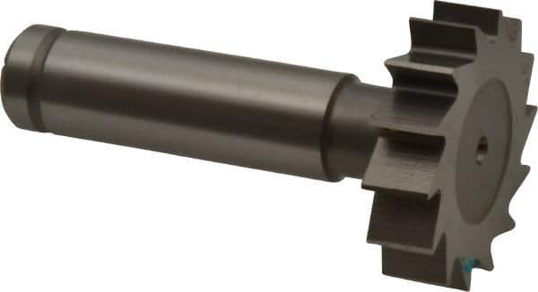 Made in USA - 1-1/4" Diam x 5/16" Face Width, Cobalt, 14 Teeth, Shank Connection Woodruff Keyseat Cutter - Uncoated, 2-5/16" OAL x 1/2" Shank, Straight Teeth, ANSI 1010, Old Standard D - Exact Industrial Supply