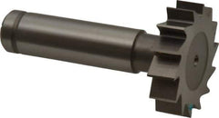 Made in USA - 1-1/4" Diam x 5/16" Face Width, Cobalt, 14 Teeth, Shank Connection Woodruff Keyseat Cutter - Uncoated, 2-5/16" OAL x 1/2" Shank, Straight Teeth, ANSI 1010, Old Standard D - Exact Industrial Supply