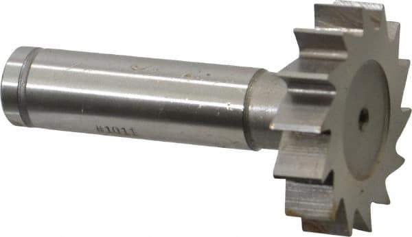 Made in USA - 1-3/8" Diam x 5/16" Face Width, Cobalt, 14 Teeth, Shank Connection Woodruff Keyseat Cutter - Uncoated, 2-5/16" OAL x 1/2" Shank, Straight Teeth, ANSI 1011, Old Standard 23 - Exact Industrial Supply