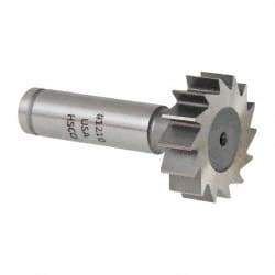 Made in USA - 1-1/4" Diam x 3/8" Face Width, Cobalt, 14 Teeth, Shank Connection Woodruff Keyseat Cutter - Uncoated, 2-3/8" OAL x 1/2" Shank, Straight Teeth, ANSI 1210, Old Standard E - Exact Industrial Supply