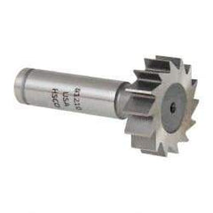 Made in USA - 1-1/4" Diam x 3/8" Face Width, Cobalt, 14 Teeth, Shank Connection Woodruff Keyseat Cutter - Uncoated, 2-3/8" OAL x 1/2" Shank, Straight Teeth, ANSI 1210, Old Standard E - Exact Industrial Supply