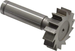 Made in USA - 1-3/8" Diam x 3/8" Face Width, Cobalt, 14 Teeth, Shank Connection Woodruff Keyseat Cutter - Uncoated, 2-3/8" OAL x 1/2" Shank, Straight Teeth, ANSI 1211, Old Standard F - Exact Industrial Supply