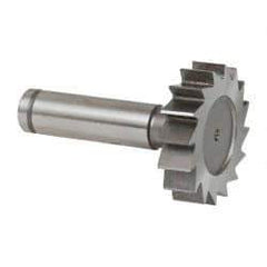 Made in USA - 1-1/2" Diam x 3/8" Face Width, Cobalt, 16 Teeth, Shank Connection Woodruff Keyseat Cutter - Uncoated, 2-3/8" OAL x 1/2" Shank, Straight Teeth, ANSI 1212, Old Standard G - Exact Industrial Supply