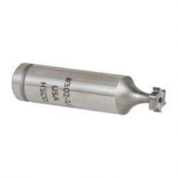 Made in USA - 5/16" Diam x 3/32" Face Width, Cobalt, 6 Teeth, Shank Connection Woodruff Keyseat Cutter - Uncoated, 2-3/32" OAL x 1/2" Shank, Staggered Teeth, ANSI 302-1/2, Old Standard 207 - Exact Industrial Supply