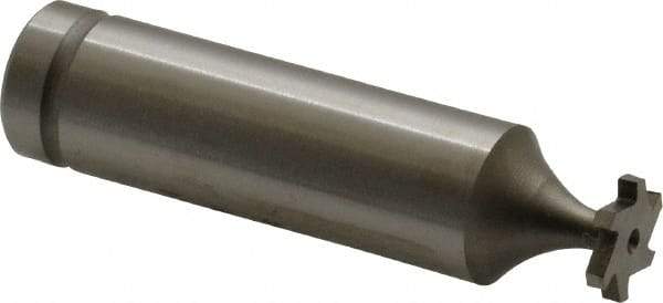 Made in USA - 3/8" Diam x 1/16" Face Width, Cobalt, 6 Teeth, Shank Connection Woodruff Keyseat Cutter - Uncoated, 2-1/16" OAL x 1/2" Shank, Staggered Teeth, ANSI 203, Old Standard 211 - Exact Industrial Supply