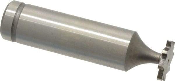 Made in USA - 1/2" Diam x 1/16" Face Width, Cobalt, 8 Teeth, Shank Connection Woodruff Keyseat Cutter - Uncoated, 2-1/16" OAL x 1/2" Shank, Staggered Teeth, ANSI 204, Old Standard 1 - Exact Industrial Supply