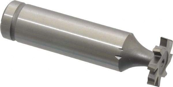 Made in USA - 5/8" Diam x 3/32" Face Width, Cobalt, 8 Teeth, Shank Connection Woodruff Keyseat Cutter - Uncoated, 2-3/32" OAL x 1/2" Shank, Staggered Teeth, ANSI 305, Old Standard 4 - Exact Industrial Supply