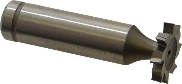 Made in USA - 3/4" Diam x 1/8" Face Width, Cobalt, 8 Teeth, Shank Connection Woodruff Keyseat Cutter - Uncoated, 2-1/8" OAL x 1/2" Shank, Staggered Teeth, ANSI 406, Old Standard 7 - Exact Industrial Supply