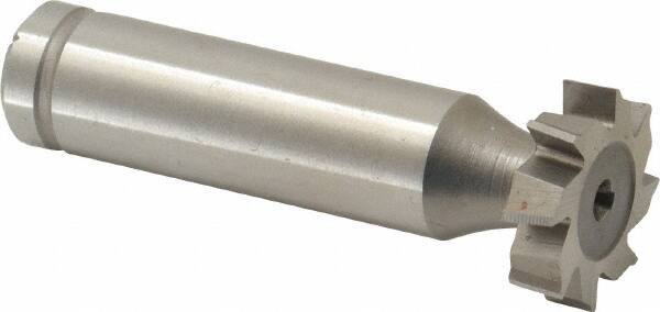 Made in USA - 3/4" Diam x 3/16" Face Width, Cobalt, 8 Teeth, Shank Connection Woodruff Keyseat Cutter - Uncoated, 2-3/16" OAL x 1/2" Shank, Staggered Teeth, ANSI 606, Old Standard 9 - Exact Industrial Supply