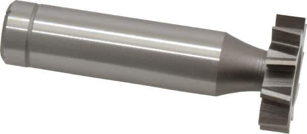 Made in USA - 7/8" Diam x 7/32" Face Width, Cobalt, 10 Teeth, Shank Connection Woodruff Keyseat Cutter - Uncoated, 2-7/32" OAL x 1/2" Shank, Staggered Teeth, ANSI 707, Old Standard 12 - Exact Industrial Supply