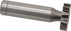 Made in USA - 7/8" Diam x 7/32" Face Width, Cobalt, 10 Teeth, Shank Connection Woodruff Keyseat Cutter - Uncoated, 2-7/32" OAL x 1/2" Shank, Staggered Teeth, ANSI 707, Old Standard 12 - Exact Industrial Supply