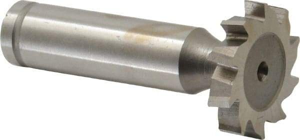 Made in USA - 1" Diam x 3/16" Face Width, Cobalt, 10 Teeth, Shank Connection Woodruff Keyseat Cutter - Uncoated, 2-3/16" OAL x 1/2" Shank, Staggered Teeth, ANSI 608, Old Standard 13 - Exact Industrial Supply
