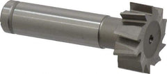 Made in USA - 1" Diam x 3/8" Face Width, Cobalt, 10 Teeth, Shank Connection Woodruff Keyseat Cutter - Uncoated, 2-3/8" OAL x 1/2" Shank, Staggered Teeth, ANSI 1208, Old Standard 152 - Exact Industrial Supply