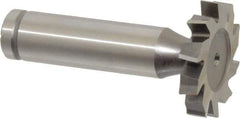 Made in USA - 1-1/8" Diam x 3/16" Face Width, Cobalt, 10 Teeth, Shank Connection Woodruff Keyseat Cutter - Uncoated, 2-3/16" OAL x 1/2" Shank, Staggered Teeth, ANSI 609, Old Standard 16 - Exact Industrial Supply