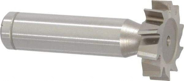 Made in USA - 1" Diam x 1/4" Face Width, Cobalt, 10 Teeth, Shank Connection Woodruff Keyseat Cutter - Uncoated, 2-1/4" OAL x 1/2" Shank, Staggered Teeth, ANSI 808, Old Standard 15 - Exact Industrial Supply