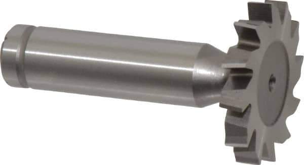 Made in USA - 1-1/4" Diam x 3/16" Face Width, Cobalt, 12 Teeth, Shank Connection Woodruff Keyseat Cutter - Uncoated, 2-3/16" OAL x 1/2" Shank, Staggered Teeth, ANSI 610, Old Standard 19 - Exact Industrial Supply
