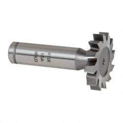 Made in USA - 1-1/4" Diam x 7/32" Face Width, Cobalt, 12 Teeth, Shank Connection Woodruff Keyseat Cutter - Uncoated, 2-7/32" OAL x 1/2" Shank, Staggered Teeth, ANSI 710, Old Standard 20 - Exact Industrial Supply