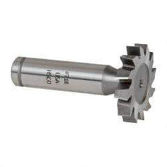 Made in USA - 1-1/4" Diam x 7/32" Face Width, Cobalt, 12 Teeth, Shank Connection Woodruff Keyseat Cutter - Uncoated, 2-7/32" OAL x 1/2" Shank, Staggered Teeth, ANSI 710, Old Standard 20 - Exact Industrial Supply