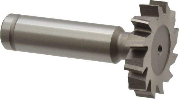 Made in USA - 1-1/4" Diam x 1/4" Face Width, Cobalt, 12 Teeth, Shank Connection Woodruff Keyseat Cutter - Uncoated, 2-1/4" OAL x 1/2" Shank, Staggered Teeth, ANSI 810, Old Standard 21 - Exact Industrial Supply