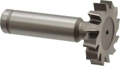 Made in USA - 1-1/4" Diam x 1/4" Face Width, Cobalt, 12 Teeth, Shank Connection Woodruff Keyseat Cutter - Uncoated, 2-1/4" OAL x 1/2" Shank, Staggered Teeth, ANSI 810, Old Standard 21 - Exact Industrial Supply