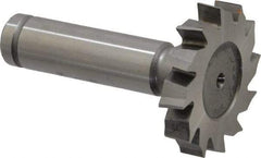 Made in USA - 1-3/8" Diam x 1/4" Face Width, Cobalt, 12 Teeth, Shank Connection Woodruff Keyseat Cutter - Uncoated, 2-1/4" OAL x 1/2" Shank, Staggered Teeth, ANSI 811, Old Standard 22 - Exact Industrial Supply
