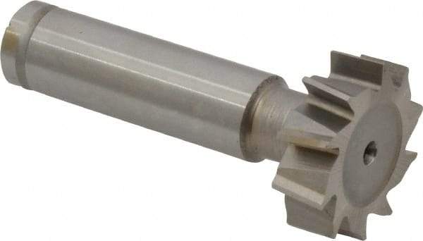 Made in USA - 1" Diam x 5/16" Face Width, Cobalt, 10 Teeth, Shank Connection Woodruff Keyseat Cutter - Uncoated, 2-5/16" OAL x 1/2" Shank, Staggered Teeth, ANSI 1008, Old Standard B - Exact Industrial Supply