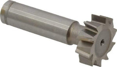 Made in USA - 1" Diam x 5/16" Face Width, Cobalt, 10 Teeth, Shank Connection Woodruff Keyseat Cutter - Uncoated, 2-5/16" OAL x 1/2" Shank, Staggered Teeth, ANSI 1008, Old Standard B - Exact Industrial Supply