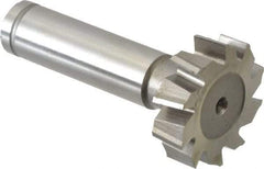 Made in USA - 1-1/8" Diam x 5/16" Face Width, Cobalt, 10 Teeth, Shank Connection Woodruff Keyseat Cutter - Uncoated, 2-5/16" OAL x 1/2" Shank, Staggered Teeth, ANSI 1009, Old Standard C - Exact Industrial Supply