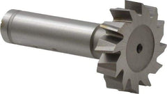 Made in USA - 1-1/4" Diam x 5/16" Face Width, Cobalt, 14 Teeth, Shank Connection Woodruff Keyseat Cutter - Uncoated, 2-5/16" OAL x 1/2" Shank, Staggered Teeth, ANSI 1010, Old Standard D - Exact Industrial Supply