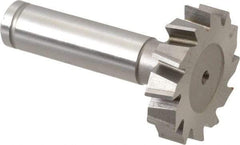 Made in USA - 1-3/8" Diam x 5/16" Face Width, Cobalt, 12 Teeth, Shank Connection Woodruff Keyseat Cutter - Uncoated, 2-5/16" OAL x 1/2" Shank, Staggered Teeth, ANSI 1011, Old Standard 23 - Exact Industrial Supply