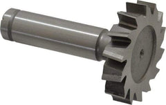 Made in USA - 1-1/2" Diam x 5/16" Face Width, Cobalt, 14 Teeth, Shank Connection Woodruff Keyseat Cutter - Uncoated, 2-5/16" OAL x 1/2" Shank, Staggered Teeth, ANSI 1012, Old Standard 25 - Exact Industrial Supply
