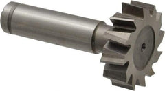 Made in USA - 1-1/4" Diam x 3/8" Face Width, Cobalt, 12 Teeth, Shank Connection Woodruff Keyseat Cutter - Uncoated, 2-3/8" OAL x 1/2" Shank, Staggered Teeth, ANSI 1210, Old Standard E - Exact Industrial Supply