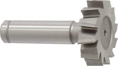 Made in USA - 1-3/8" Diam x 3/8" Face Width, Cobalt, 12 Teeth, Shank Connection Woodruff Keyseat Cutter - Uncoated, 2-3/8" OAL x 1/2" Shank, Staggered Teeth, ANSI 1211, Old Standard F - Exact Industrial Supply