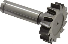 Made in USA - 1-1/2" Diam x 3/8" Face Width, Cobalt, 14 Teeth, Shank Connection Woodruff Keyseat Cutter - Uncoated, 2-3/8" OAL x 1/2" Shank, Staggered Teeth, ANSI 1212, Old Standard G - Exact Industrial Supply