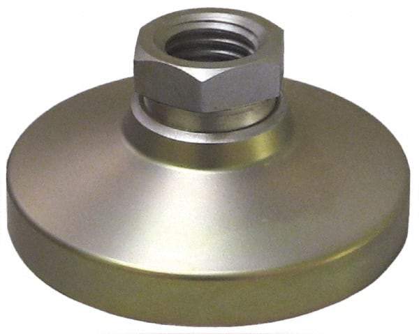 Gibraltar - 6000 Lb Capacity, 5/8-11 Thread, 1-1/4" OAL, Stainless Steel Stud, Tapped Pivotal Socket Mount Leveling Mount - 2-1/2" Base Diam, Stainless Steel Pad, 7/8" Hex - Exact Industrial Supply