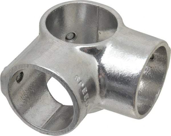 Hollaender - 1-1/2" Pipe, Side Outlet Tee-E, Aluminum Alloy Tee Pipe Rail Fitting - Bright Finish - Exact Industrial Supply