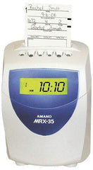 Amano - 110 VAC, Digital Plastic Automatic Time Clock and Recorder - 5-1/2 Inch Wide x 4 Inch Deep x 9-1/2 Inch High, White, UL and CUL Listed - Exact Industrial Supply