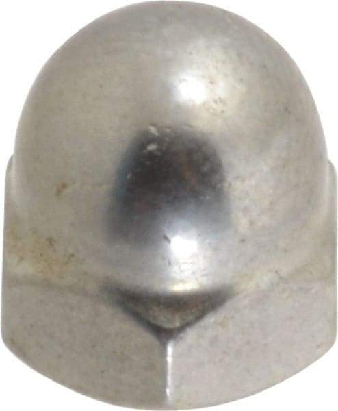 Value Collection - #10-32 UNF, 3/8" Width Across Flats, Uncoated, Stainless Steel Acorn Nut - 25/64" Overall Height, Grade 18-8 - Exact Industrial Supply