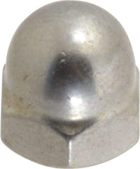 Value Collection - #10-32 UNF, 3/8" Width Across Flats, Uncoated, Stainless Steel Acorn Nut - 25/64" Overall Height, Grade 18-8 - Exact Industrial Supply