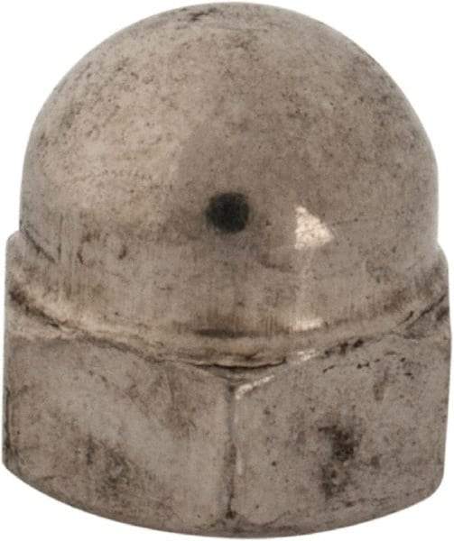 Value Collection - 1/4-28" UNF, 7/16" Width Across Flats, Uncoated, Stainless Steel Acorn Nut - 15/32" Overall Height, Grade 18-8 - Exact Industrial Supply