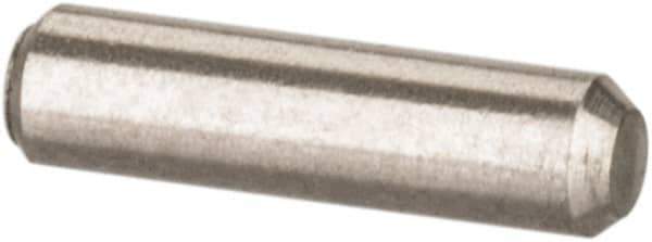 Value Collection - 1/16" Diam x 1/4" Pin Length 316 Stainless Steel Standard Dowel Pin - Bright Finish, 2 Beveled End - Exact Industrial Supply