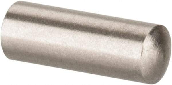 Value Collection - 3mm Diam x 8mm Pin Length 316 Stainless Steel Standard Dowel Pin - Bright Finish, 1 Rounded End - Exact Industrial Supply