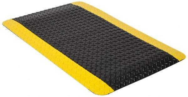 PRO-SAFE - 6' Long x 4' Wide, Dry Environment, Anti-Fatigue Matting - Black & Yellow, Vinyl with Vinyl Sponge Base, Beveled on 4 Sides - Exact Industrial Supply