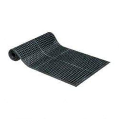 PRO-SAFE - 10' Long x 3' Wide, Dry/Wet Environment, Anti-Fatigue Matting - Black, Natural Rubber with Rubber Base - Exact Industrial Supply