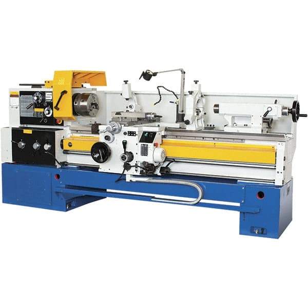 Summit - 18-1/4" Swing, 60" Between Centers, 120 Volt, Triple Phase Toolroom Lathe - 5MT Taper, 10 hp, 32 to 1,500 RPM, 3-1/8" Bore Diam, 44" Deep x 63" High x 114" Long - Exact Industrial Supply