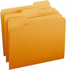 SMEAD - 8-1/2 x 11", Letter Size, Orange, File Folders with Top Tab - 11 Point Stock, Assorted Tab Cut Location - Exact Industrial Supply
