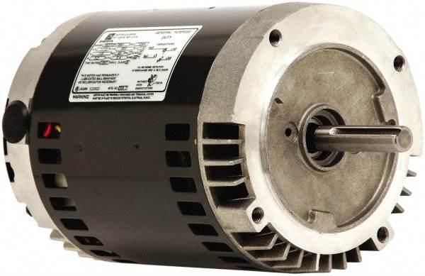 US Motors - 1-1/2 Max hp, 1,800 Max RPM, Single Cap Start Electric AC DC Motor - 115/208-230 V Input, Single Phase, 56C Frame, 5/8" Shaft Diam, C-Face Mount, ODP Enclosure - Exact Industrial Supply