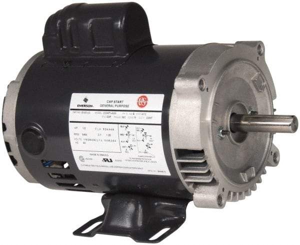 US Motors - 1/2 Max hp, 1,800 Max RPM, Cap Start Electric AC DC Motor - 115/208-230 V Input, Single Phase, 56C Frame, 5/8" Shaft Diam, C-Face Mount, ODP Enclosure - Exact Industrial Supply