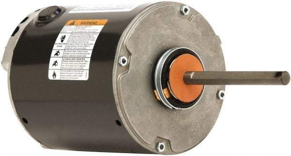 US Motors - 1/2 Max hp, 1,075 Max RPM, Permanent Split Cap Electric AC DC Motor - 208-230 V Input, Single Phase, 48Y Frame, 1/2" Shaft Diam, Belly Band Mount, TEAO Enclosure - Exact Industrial Supply