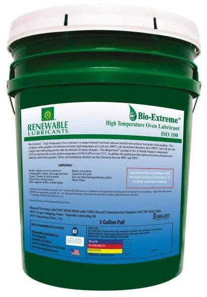 Renewable Lubricants - 5 Gal Pail Synthetic/Graphite Lubricant - White, -28°F to 2,000°F, Food Grade - Exact Industrial Supply
